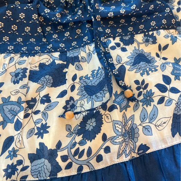 Lauren Ralph Lauren Patchwork Blue Floral Maxi Skirt  Peasant Cottagecore Cotton - Picture 3 of 11